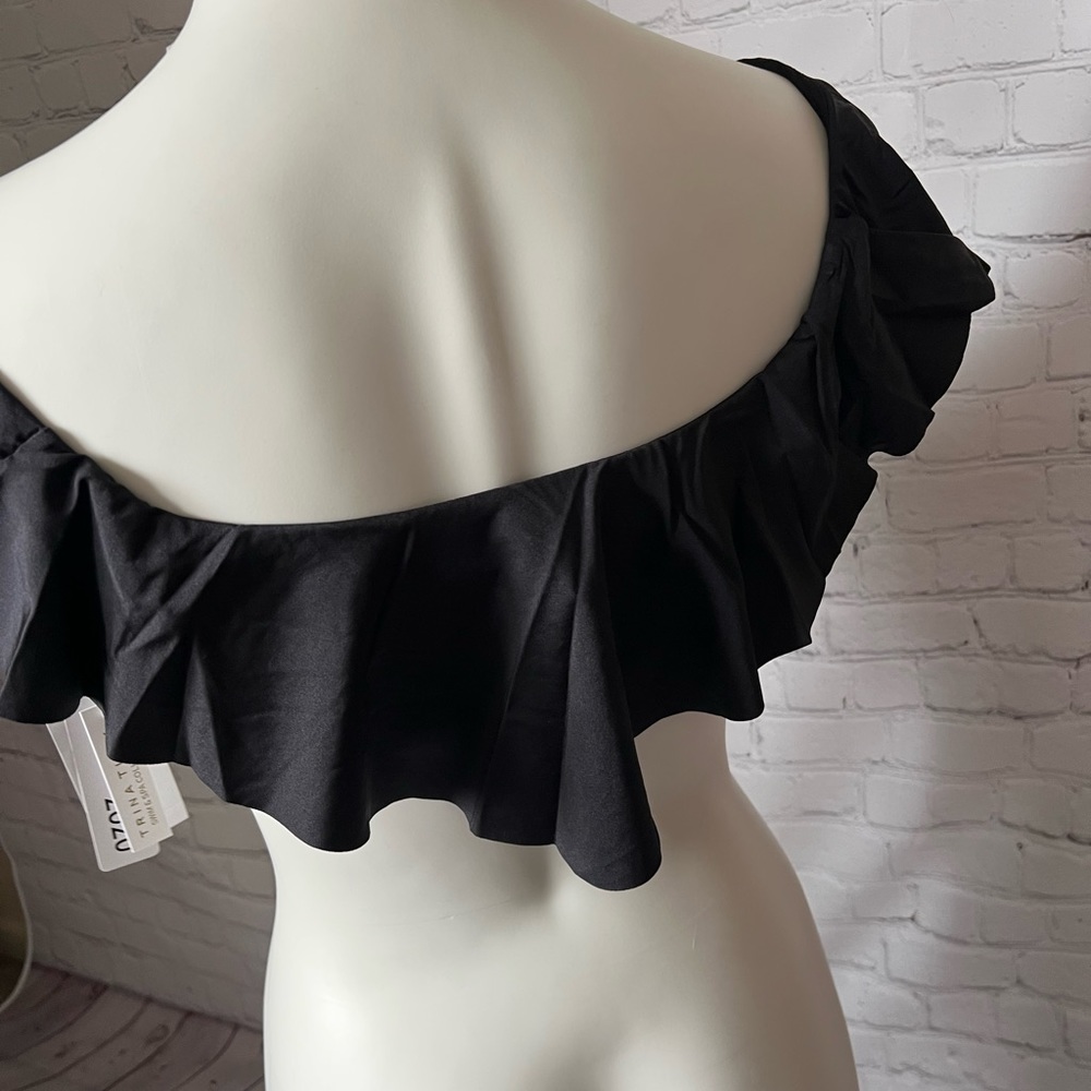 TRINA TURK BIKINI SET - OFF THE SHOULDER RUFFLE BANDEAU & SIDE SHIRRED H… - Picture 8 of 10